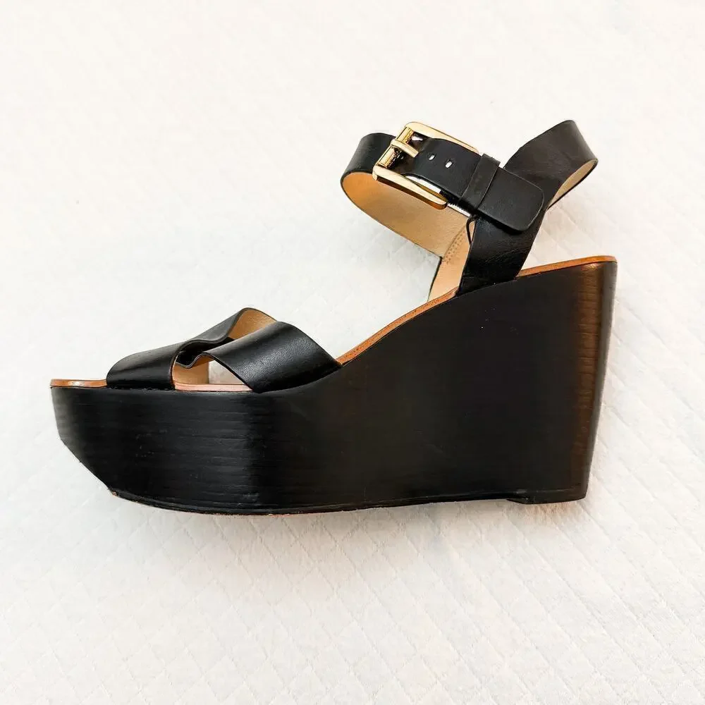 Michael Kors Peggy Wedge Open Toe Platform Sandal Size 10